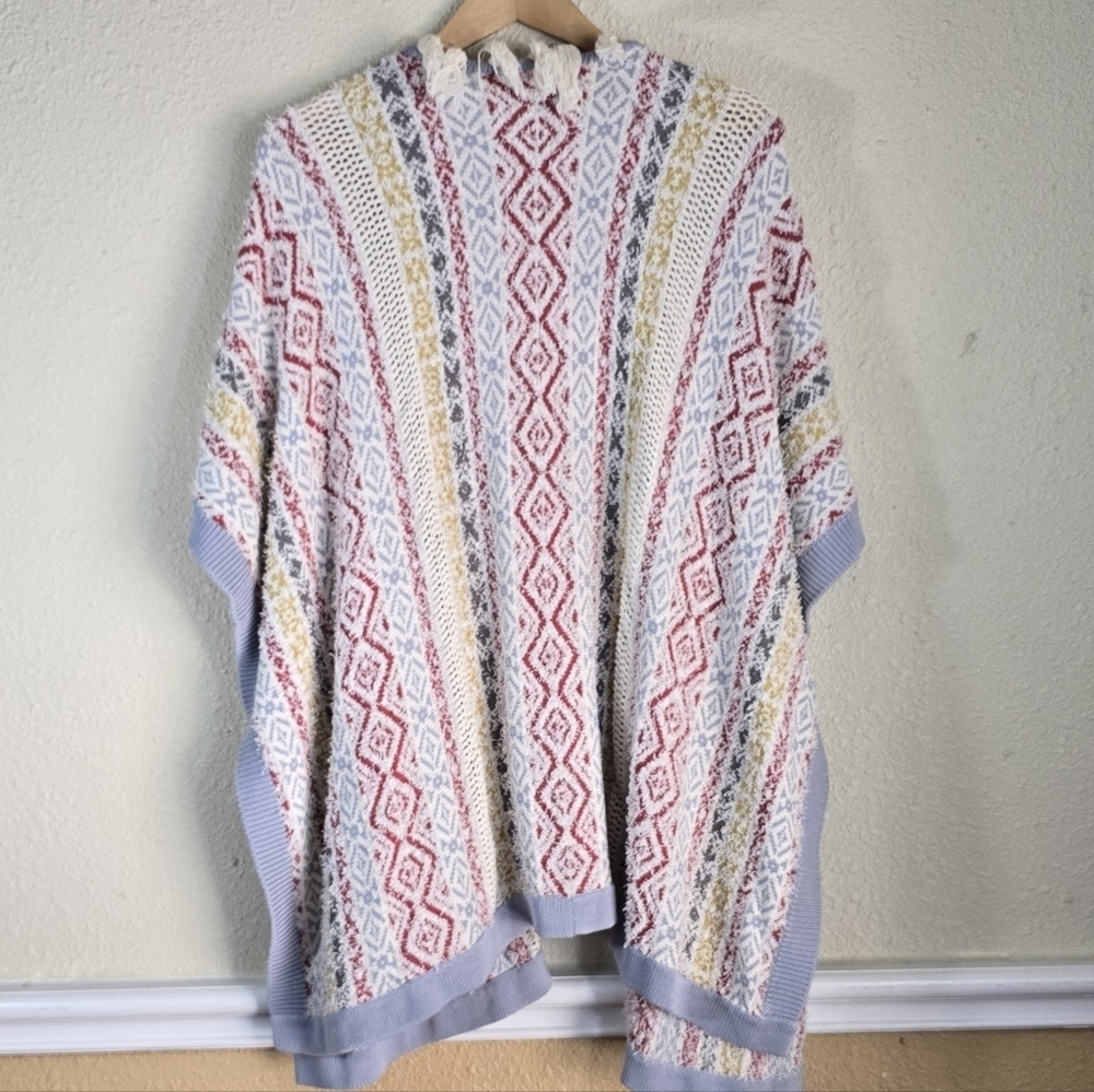 CAbi Siesta Multicolor Fringe Open Front Cardigan Boho Poncho Size XS/S - Picture 5 of 15